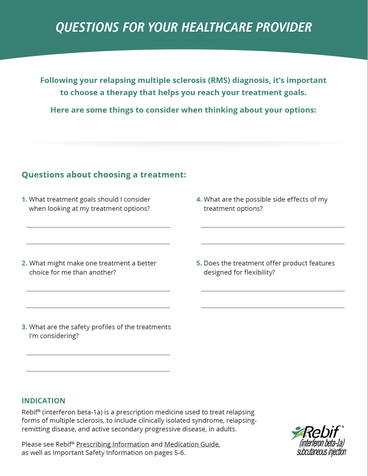 Image of the downloadable conversation guide - Talking to your doctor about RMS